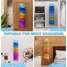 2pcs Dual-Color Baseball Cap Holder Rack, Multi-Layer Hat Storage Box, Portable Plastic Display Stand, Space-Saving, Wall-Mounted Cap Rack, Strong Adhesive, Fits Door & Wardrobe, Holds Up To 9 Caps - Multicolor - View 5