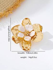 1 chiếc ghim cài áo hình hoa xếp lớp bằng kim loại, kiểu dáng thanh lịch, thích hợp cho phụ nữ dự tiệc. - Vàng - Xem 4