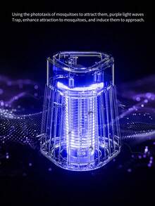 1pc Portable Mosquito Killer Lamp, USB Powered Electric Mosquito Zapper, UV Light Mosquito Trap, Ideal For Bedroom, Camping, Apartment, Dorm, Home Use, Quiet Mosquito Repellent Device - One Size Fits All - View 7