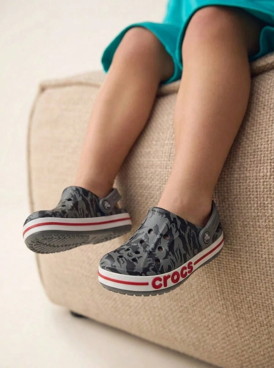 Crocs Bayaband Seasonal Printed Kids Clog Grey CR206178 - 灰色 - 查看 1