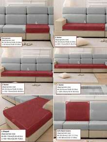 Single-Person, Double-Person, Three-Person, Four-Person Sofa Covers, L-Shaped Sofa Covers, Thick Elastic Sofa Cushion Covers, Milk Silk Material, Garden Seat Covers, Outdoor Seat Covers, Anti-Slip Style Sofa Covers, Furniture Protection Covers - Burgundy - View 4