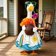 Porch Goose Summer Hawaiian Outfits, 23 Inches Goose Beach Dress With Coconut Design Sunglasses And Lei Set Of 3, Garden Decor - Colorful - View 2