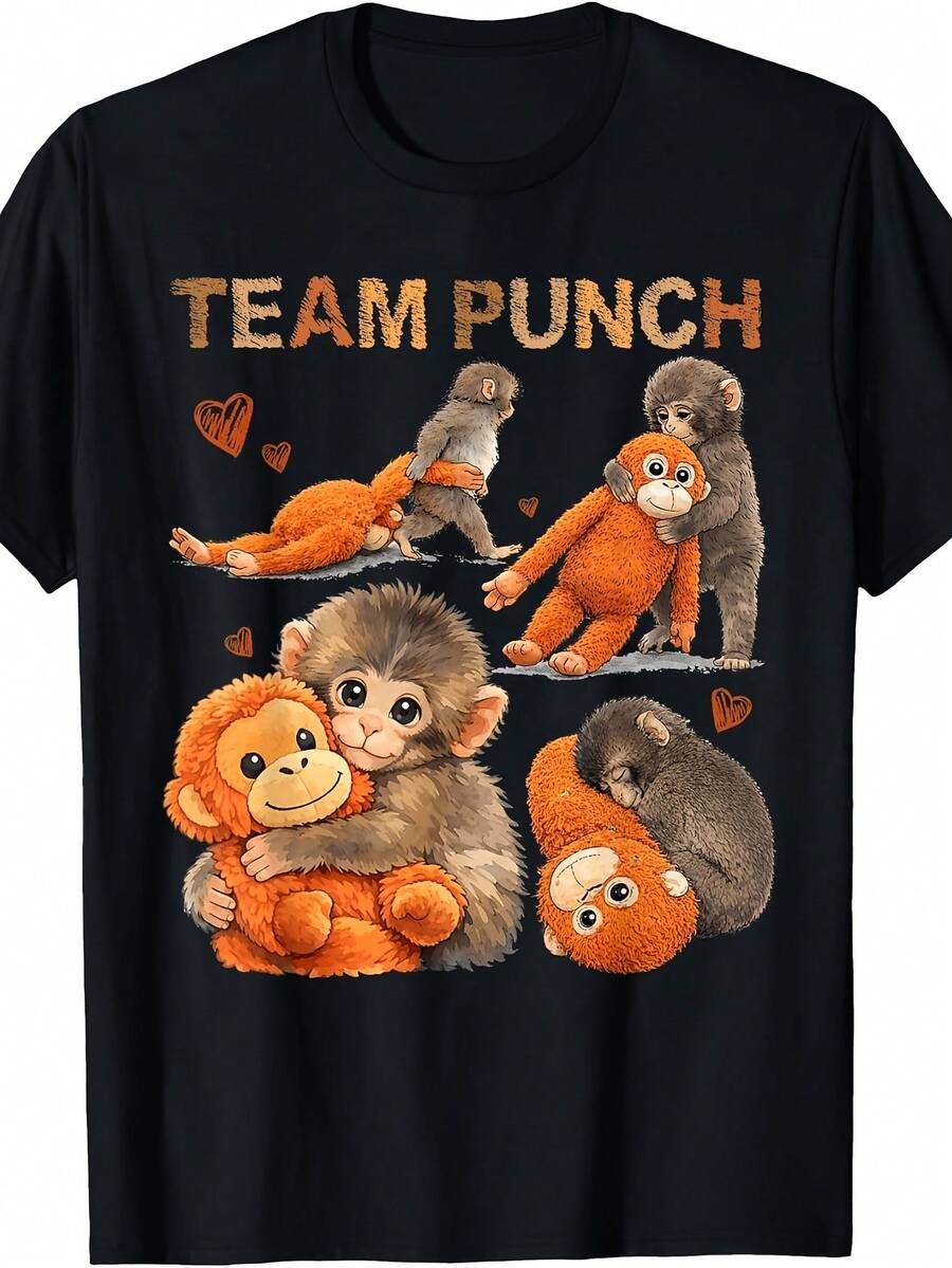 Monkey Punch Tee relajado de las mujeres, mangas cortas y cuello de la tripulación para la comodidad durante todo el año
