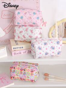 Disney Quilted Ditsy Floral Makeup Bags Handle Cosmetic Make Up Organizer Toiletry Bag Portable Travel Makeup Pouch Bags And Purses Pencil Case - Multicolor - View 3