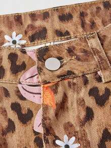 Pantalones vaqueros anchos sueltos y versátiles de mujer con diseño de bolsillos - Marrón - Ver 3