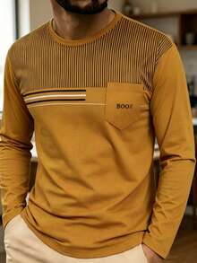 BOOZ Long-Sleeved T-Shirt With Pocket - 芥末黃 - 查看 1