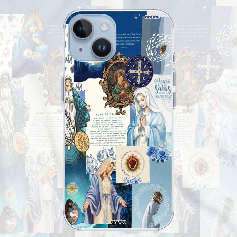 Catholic Cell Phone Case Sacred Heart Of Mary Faith And Protection Prayer - 無色 - 查看 1