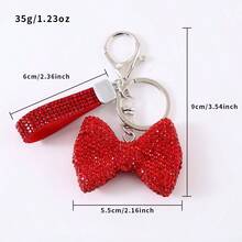 1 pieza Llavero colgante con cruz de strass, adorno colgante personalizado creativo, decoración de moda para bolso - Rojo - Ver 12