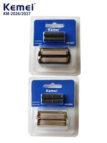 Kemei KM-2026 KM-2027 电动剃须刀替换刀头，原装替换刀头，往复式电动剃须刀刀网及刀片替换套装 - 黑色 - 查看 3