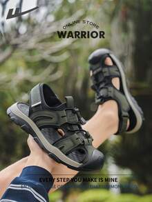 Warrior 男士 River Tracing 鞋款轻便、舒适、透气，风格低调休闲时尚。适合全年穿着，经久耐穿，可全天穿着。镂空厚底粗跟运动鞋。 - 軍綠/黑 - 查看 7
