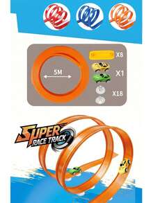 3+ Years Old Kids DIY Assemble Racing Track Toy Set, Includes 2 Racing Cars, 360° Stunt Track, High-Speed Racing Toy, Indoor & Outdoor Interactive Game, Suitable For Boys & Girls - Multi-color Upgraded 3D Track - Limited-time Flash - View 17