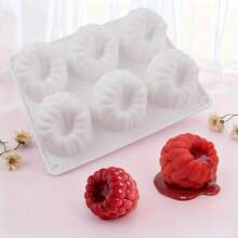 Khuôn silicon 6 trong 1 cỡ lớn dùng làm bánh mousse và bánh tart mâm xôi, thích hợp để làm các món tráng miệng và bánh ngọt kiểu Pháp. - Đen và trắng - Xem 2