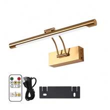 wamblz Wireless Rechargeable Picture Light With Remote Control, 3-Color Dimmable Timer Battery Powered Wall Lamp, CRI90+, Suitable For Bedroom, Living Room, Study, Hallway And Gallery, Gold - Gold - View 7