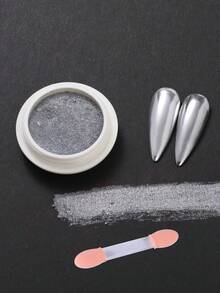 1盒银色金属独立日美甲粉，镜面效果美甲粉，适用于7月4日节日美甲设计，金属光泽DIY美甲用品 - 銀色 - 查看 6