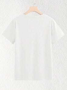 Short-Sleeved T-Shirt With Round Neck Graphic Print STAR NY NEW YORK 8 EIGHT LUCKY Polyester, Modern Casual  Cool Everyday Fashion Wholesale Low Price - 白色 - 查看 3
