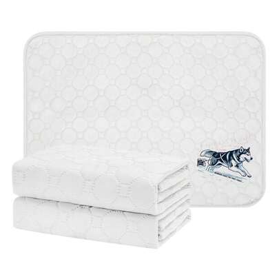 First Line, Product Title Is:  2pcs Premium Soft Hexagonal-Textured White PetPad With Husky Print - Durable Cotton Blend, White Pet Mat - Modern, Functional Pet Pad. Applies To Summer Outdoor Training, Puppy Potty Training, Indoor Pet Care, Travel Rest Stops, Home Pet Ty Zones.