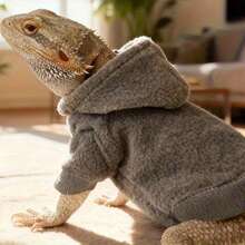 1pc Fluffy Thick Fleece Hooded Sweatshirt - Pet Apparel & Outfits For Lizards And Reptiles - Yellow - View 8