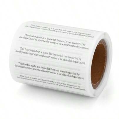 Cottage Food Law Labels For Home Kitchen Use, Thermal Printed Paper, White, 500 Count, 5x0.65cm, Self-Adhesive Ingredient Baking Stickers