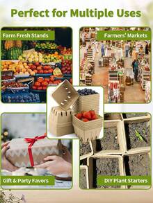 5-20pcs Natural Wood Pulp Fiber Berry Baskets, Small Molded Fruit Baskets Suitable For Strawberries, Blueberries, Raspberries, Vegetable Display, Farmers Market, Grocery Store, Fruit Picking - Multicolor - View 7
