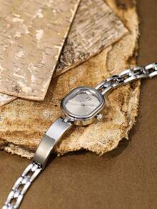 1pc Square Bamboo Knot Quartz Watch, Gold/Silver Color, Suitable For Daily Wear And Perfect Gift For Birthday, Christmas - Gold - View 5
