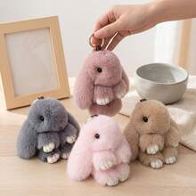 1 pieza Llavero de peluche de conejo lindo, colgante de peluche de conejo lindo, colgante de peluche de conejo suave hecho a mano de 5.9 pulgadas, llavero de peluche de conejo, adecuado para mochila, llaves, billetera, decoración interior, etc., adecuado para que mujeres/niñas lo usen, regalo de cumpleaños lindo - Multicolor - Ver 5
