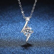 Mặt dây chuyền đá Moissanite tròn 1 carat, bạc sterling 925, thiết kế thời trang và thanh lịch, phù hợp để đeo hàng ngày, kèm hộp quà tặng. - Một chiếc 1CT - Xem 5