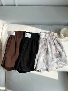 Set de 3 shorts casuales con estampado de lunares, estampado de leopardo claro y estampado de leopardo marrón oscuro, de tela tejida, adecuados para uso diario, set de shorts con estampado de camuflaje, adecuados para el uso diario, citas, fiestas, otoño/invierno/verano, Navidad, Año Nuevo, Acción de Gracias, fiestas, bodas, playa, ceremonias de graduación, moda, elegante, casual, salidas, citas, reservas, viajes, brillante, Día de San Valentín, elegante, vacaciones, casual, Y2K, salidas, ceremonias de graduación y otras ocasiones. - Multicolor 2 - Ver 4