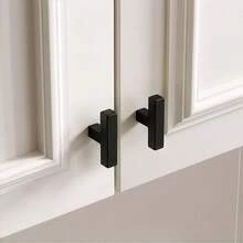 5 tay nắm xoay hình chữ T vuông màu đen, một lỗ, bằng thép không gỉ, thích hợp cho tủ bếp và tủ phòng tắm. - Nhiều màu - Xem 2