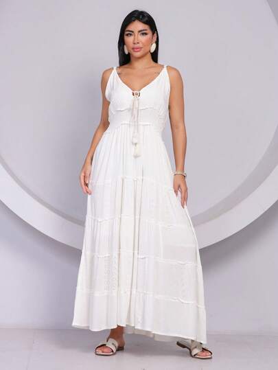 Vestido longo Branco Boho Indiano lese