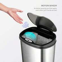 ninestars el Original Touchless Sensor automático de Movimiento Trash Can Combo Set Stainless and Black 1 - Plata - Ver 3