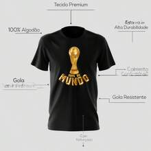 T-Shirt With Gold Trophy Print, Unisex, Casual, Comfortable, Urban Fashion, Football Style, Ideal For Fans, Games, Sporting Events, Lightweight, Breathable Fabric, Perfect Fit, HEXA Shirt, 100% Cotton, Modern Look, Versatile, High Quality, Everyday Use - 黑色 - 查看 2