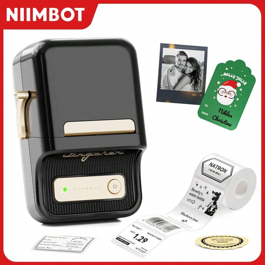 NIIMBOT B21/B21 Pro 2英吋迷你便攜式熱敏標籤印表機，適用居家、辦公室、商業用途，可印地址標籤、Logo、衣物、郵寄、蠟燭、珠寶、貼紙、禮物條碼，無線藍牙照片印表機