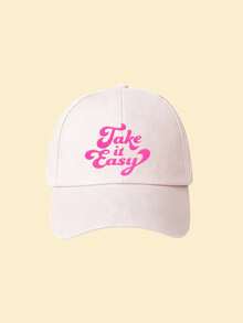 1件男女通用“Take It Easy”印花棒球帽，个性化印花字母老爹帽，街头时尚六片帽，适合所有季节的户外防晒休闲帽，春、夏、秋、冬，可定制运动遮阳帽，颜色有黑色、蓝色、卡其色、灰色、黄色，女士帽。 - 彩色 - 查看 9