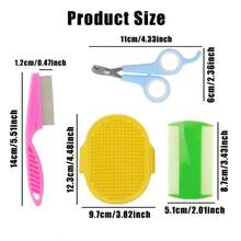 Juego de 4 piezas para el aseo de mascotas, incluye cepillo, guante de masaje para baño, herramienta para eliminar el pelo muerto, cortaúñas, adecuado para animales pequeños como conejos, cobayas, gatos, hurones - Ver 6