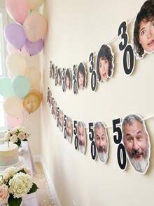 7/14/21 piezas Pancarta personalizada de cumpleaños de hito, foto personalizada, pancarta con rostro personalizado para fiesta de 30/40/50/60/70 años, un toque hilarante para la celebración de cumpleaños, la decoración de fiesta de hito talla grande divertida - Multicolor - Ver 6