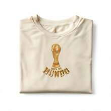 T-Shirt With Gold Trophy Print, Unisex, Casual, Comfortable, Urban Fashion, Football Style, Ideal For Fans, Games, Sporting Events, Lightweight, Breathable Fabric, Perfect Fit, HEXA Shirt, 100% Cotton, Modern Look, Versatile, High Quality, Everyday Use - 離開 - 查看 5