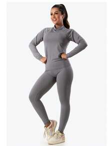Thermal Pants And Thermal Shirt Set For Women, Base Layer, Winter, Cold Weather, UV Protection + Polyester - 灰色 - 查看 1