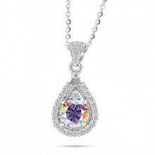 Mặt dây chuyền đá Moissanite 1 carat bằng bạc S925, kiểu dáng thanh lịch và sang trọng dành cho nữ, phù hợp đeo hàng ngày, hẹn hò và dự tiệc, kèm hộp quà tặng. - Một chiếc 1CT - Xem 4