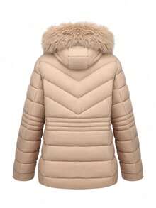 Risissida Women's Plus Size Hooded Thick Down Jacket - Essential For Outdoor Adventure, With Pockets To Keep You Warm And Comfortable In Winter! - Apricot - View 7