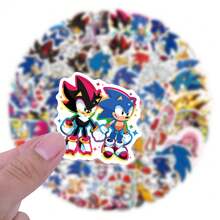 Sega 60张刺猬贴纸，经典游戏角色防水贴纸，适用于水杯、笔记本电脑和儿童派对礼物 - 彩色 - 查看 6