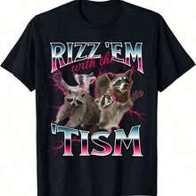 Autism Funny Rizz Em With Tism Autistic Racoon-Shirt - Black - View 1