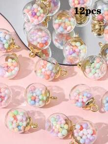 12 piezas de 15*21mm Lentejuelas de colores, lentejuelas en forma de estrella, cuentas redondas, colgante de bola de alta transparencia, accesorios de decoración colgante DIY - Adorno de estrella con lentejuelas - Ver 7