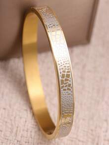 Fashion Casual Classic Pattern Series Gold Stainless Steel Women's Bracelet, Holiday, Anniversary, Festival Gift, Suitable For Daily Wear - Yellow Gold - View 11