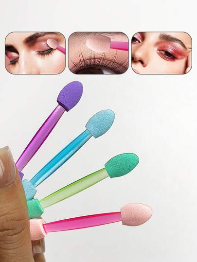 10 cọ trang điểm ngắn dùng một lần, cầm tay, kích thước du lịch, cọ tán phấn mắt.