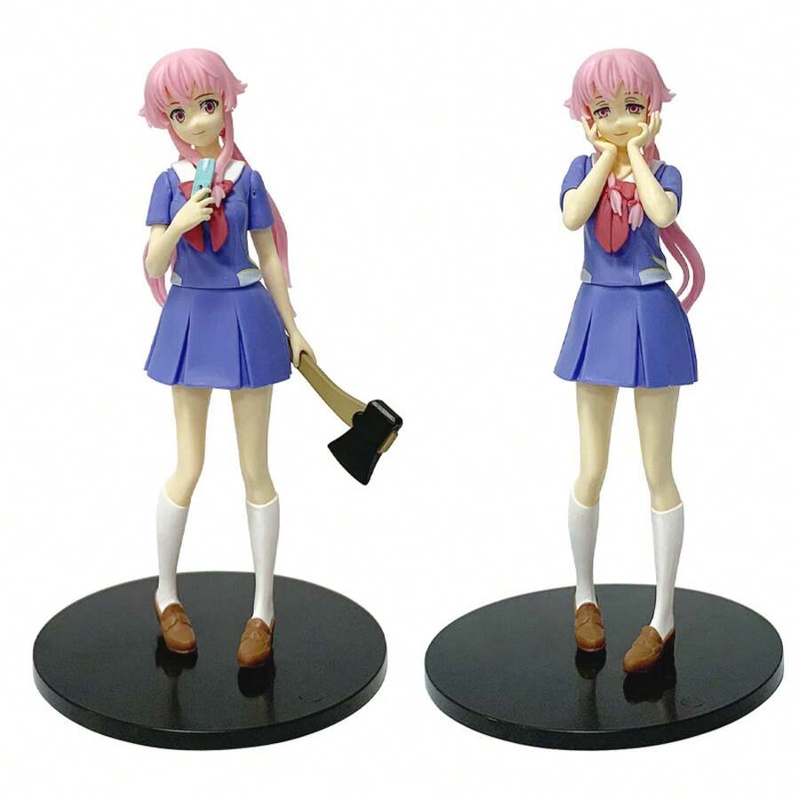 Future Diary REDIAL Figure, Gasai Yuno, Amano Yukiteru, School Uniform Anime Model, 2D Girl Statue, Desktop Ornament, Collectible Figurine, Manga Peripheral, Display Decor, Fan Gift - 1 - 查看 1