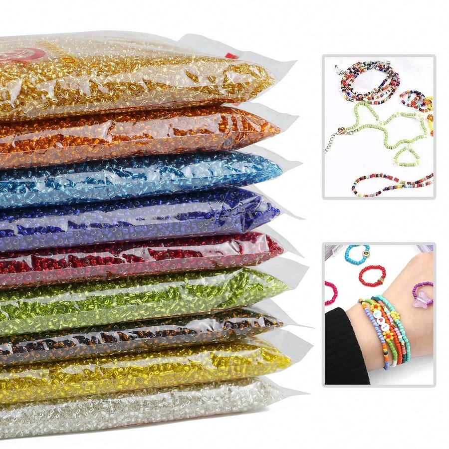 1 Túi hạt cườm thủy tinh tráng bạc 2/3mm, hạt cườm thủy tinh dùng cho thêu chữ thập, làm vòng tay, vòng cổ, bông tai thủ công.