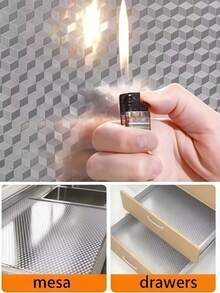 Wide Self Adhesive Aluminum Foil Kitchen Oil Proof Sticker, Waterproof Heat Resistant Backsplash Film For Sink, Countertop, Cabinet, Drawer & Kitchen Wall - Silver - View 4
