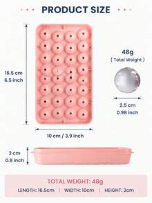 4-Piece Ice Tray Set – Round Ice Ball & 33-Grid Reusable Ice Molds With Lid For Homemade Drinks & Parties - 粉色 - 查看 10