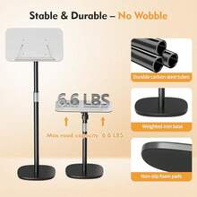 Soporte para libros de piso para lectura soporte para libros de pie con clip de página altura ajustable de 26.5 a 56.5 pulgadas soporte de podio portátil con panel giratorio para libros - negro gris GrayBlack - Ver 4