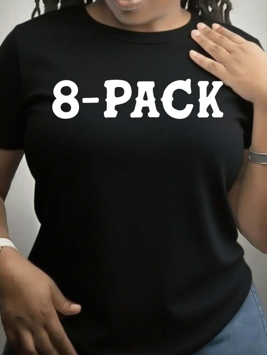 Plus Size - Plus Size - Oversized Women'S Graphic Tee - A Relaxed-Fit, Short-Sleeve Round-Neck Top That'S Machine Washable And Perfect For Year-Round Comfort. Features Durable Prints With Themes For Christmas And Valentine's Day - Black - View 1